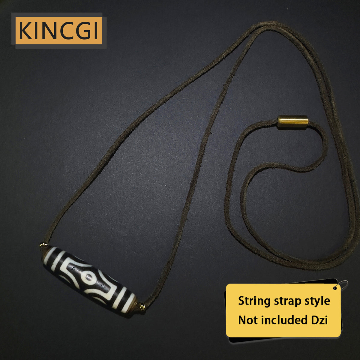 Kincgi｜Dzi necklace string strap with Sheep leather Dzi