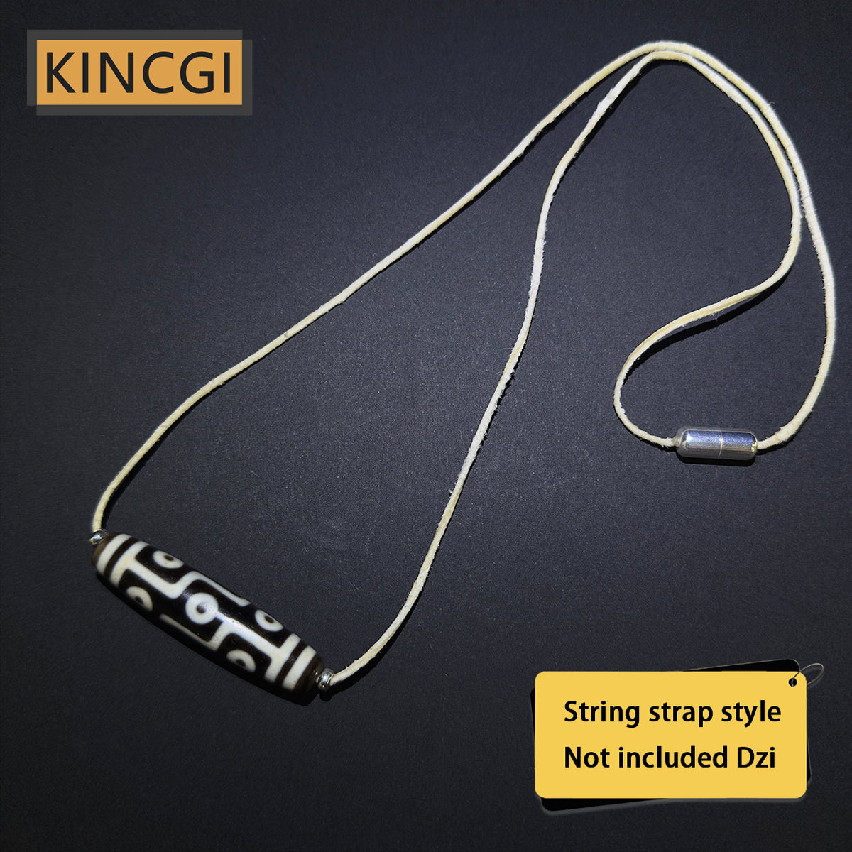 Kincgi｜Dzi necklace string strap with Sheep leather Dzi