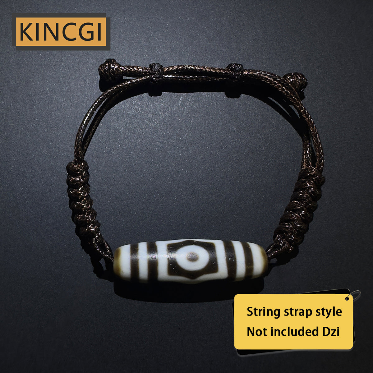 Kincgi｜Dzi bracelet string strap with leather string Dzi