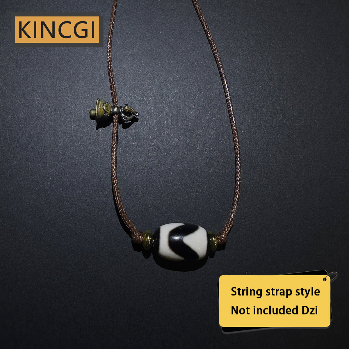 Kincgi｜Dzi necklace string strap with Tiger tooth Dzi