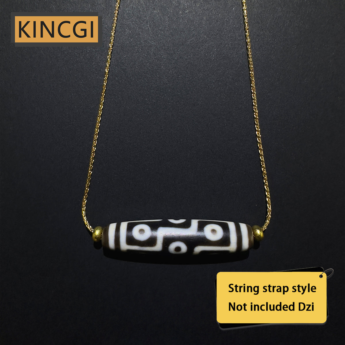 Kincgi｜Dzi necklace string strap with Gold Dzi